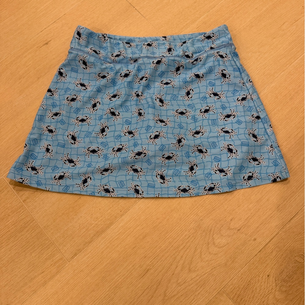 Girls Light Blue Crab-Print Skort